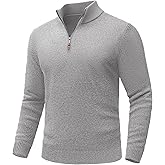 EKLENTSON Men's Sweater Quarter Zip Pullover Knit Cotton Turtleneck Sweater Fall Winter Thermal Pullover Mock Neck