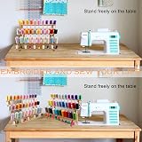 New brothread 60 Spools Wooden Thread Rack Organizer with Hanging Hooks view 5