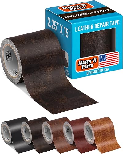 MATCH N PATCH Dark Brown Leather Repair Tape 15ft x 2.25" Vinyl Furniture Car