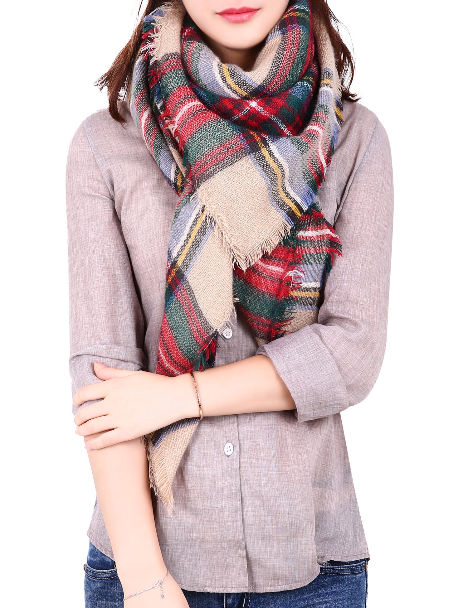 Dora Bridal Lady Women Blanket Oversized Tartan Scarf Wrap Shawl Plaid Cozy Checked Pashmina Dora Bridal Lady Women Blanket Oversized Tartan Scarf Wrap Shawl Plaid Cozy Checked Pashmina