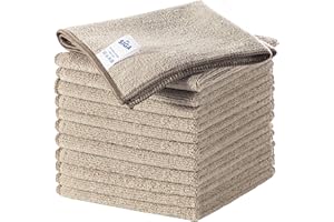 MR.SIGA Microfiber Cleaning Cloths, All-Purpose Surface Microfiber Towels, Streak Free Cleaning Rags, Pack of 12, Coffee, Siz