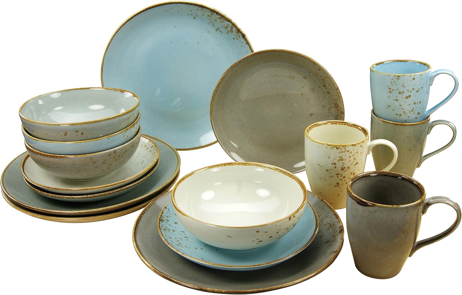 Creatable, 19984, Serie NATURE COLLECTION Skandinavien, Geschirrset 16 teilig Kombiservice, Stein, mehrfarbig, Einheiten
