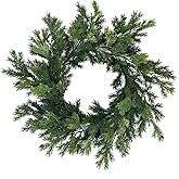 2pcs Norfolk Pine & Cryptomeria Wreath16inch - Artificial Cypress Candle Ring, Real Touch, Indoor & Outdoor Christmas Decor, Winter Wreaths for Holiday