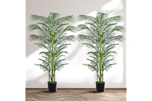 Artificial Palm Tree 6FT, Suntee Faux Plants Indoor and Outdoor 2 Pack, Tall Fake Tree Tropical Areca Floor Plant in Pot for 