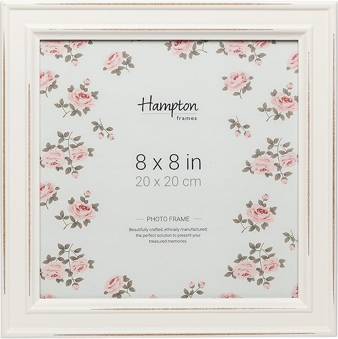 Hampton Frames PALOMA Distressed Square Picture Photo Frame White 8x8