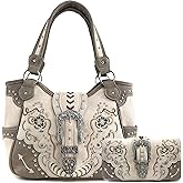 Zelris Floral Poppy Buckle Western Women Conceal Carry Tote Handbag Purse Set