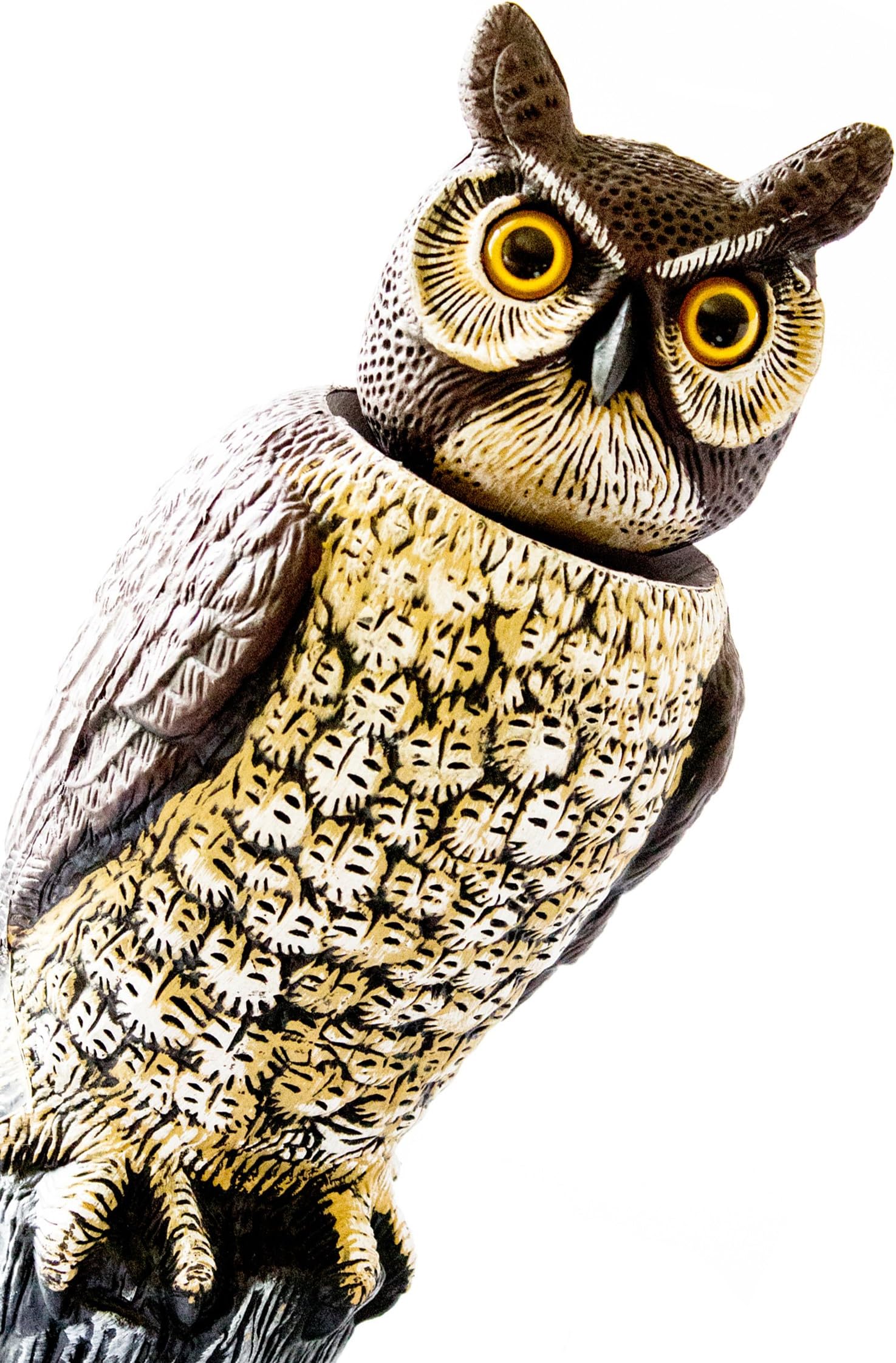 Skinny Squirrel Owl Scarecrow with Rotating Head - Non-Toxic & Child/Pet Safe for Pest Control & Repellent