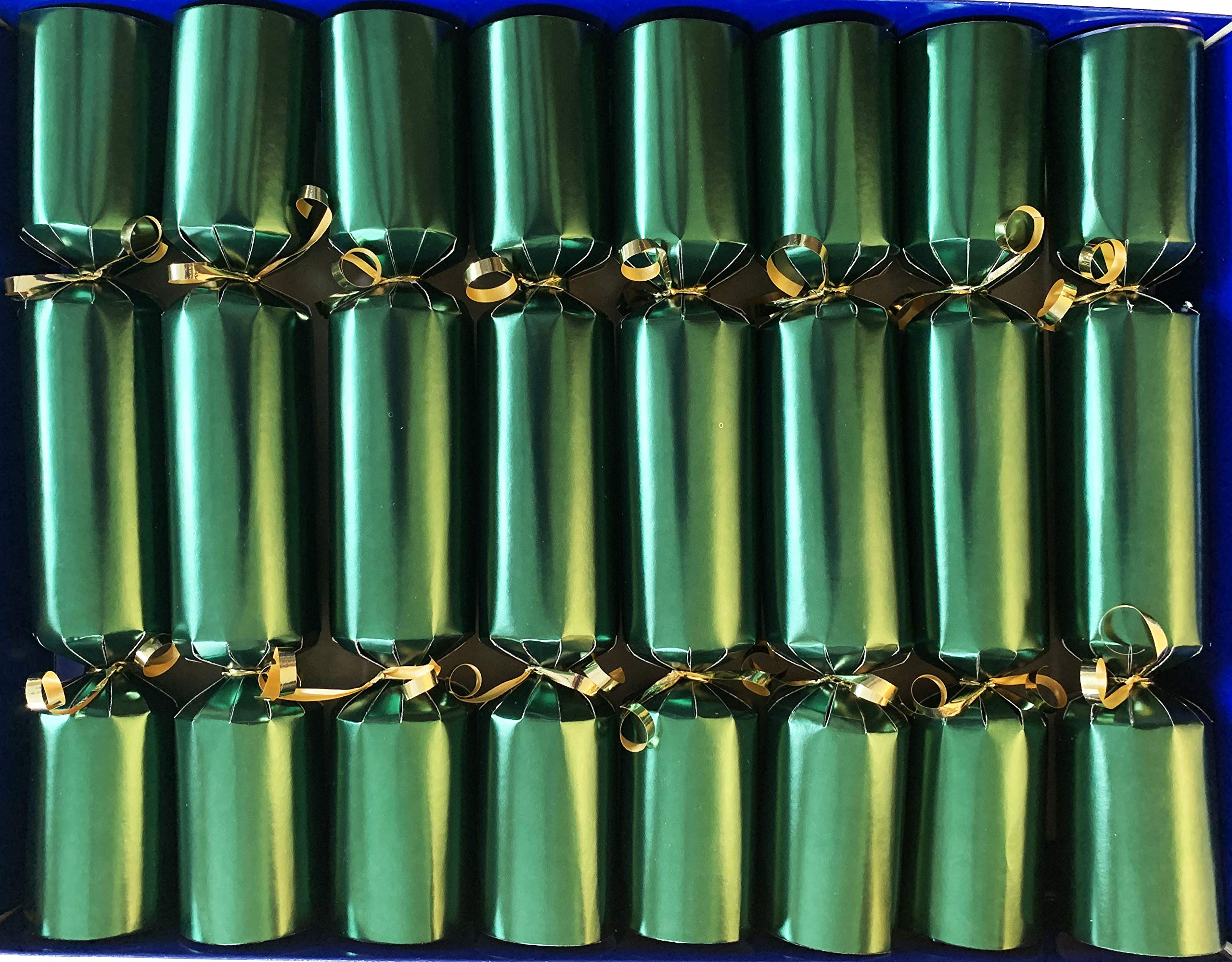 Crackers Ltd Premium Fill Your Own Christmas Crackers, Green, 6 Count with Gold Trim and Tags, ideal table gift