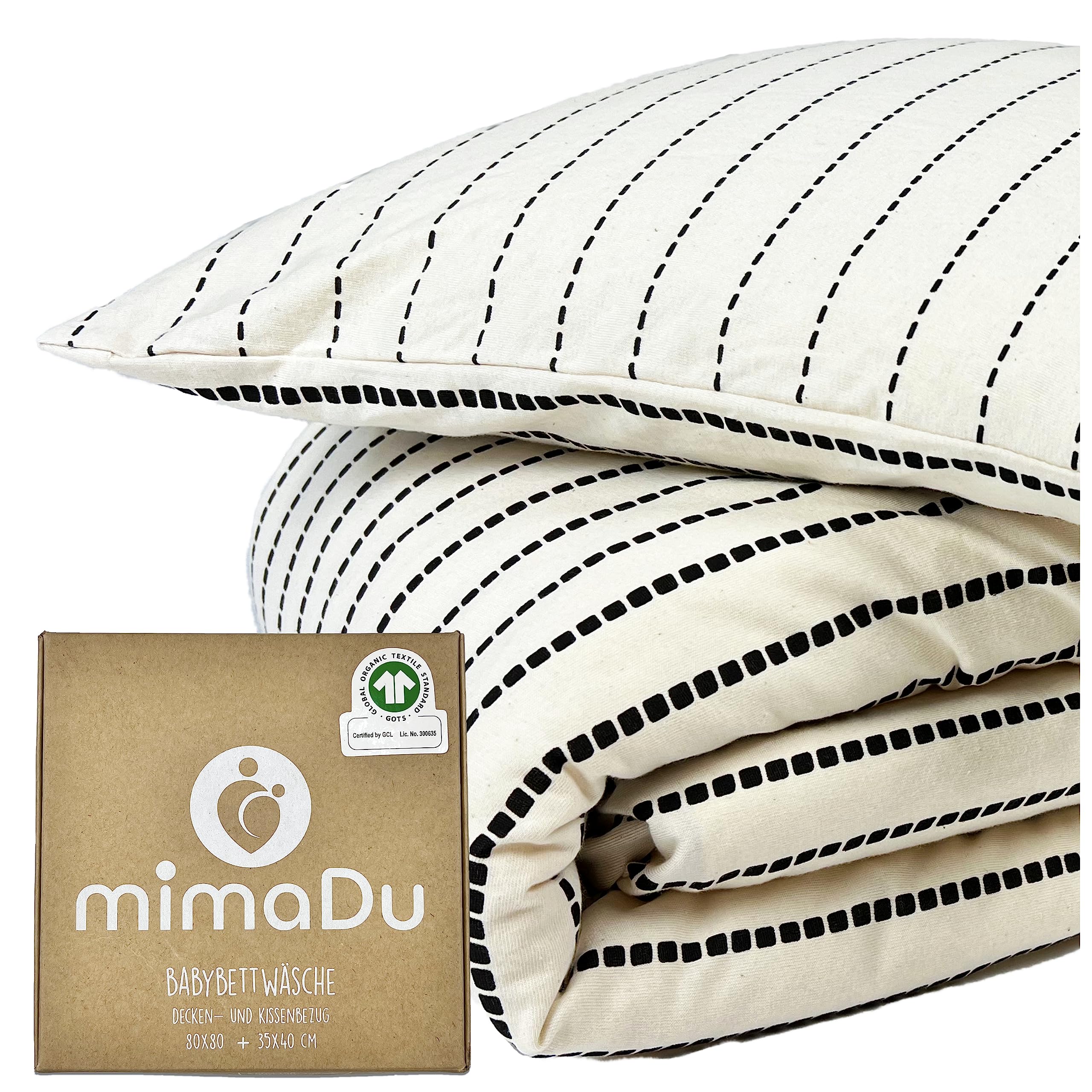 mimaDu Organic Baby Duvet Cover 80 x 80 cm Baby Bed Linen 80 x 80, Pillow Case 35 x 40 cm Baby Bedding 80 x 80 cm Set Baby Blanket Cover Bedding for Pram, 100% GOTS Organic Cotton (Boho)