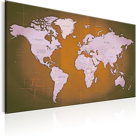 Murando Carte Du Monde 120x80 Cm Tableau En Liège Tableau Sur Toile Intissee Xxl Impression Tableaux Daffichage Décoration Photo Image Artistique