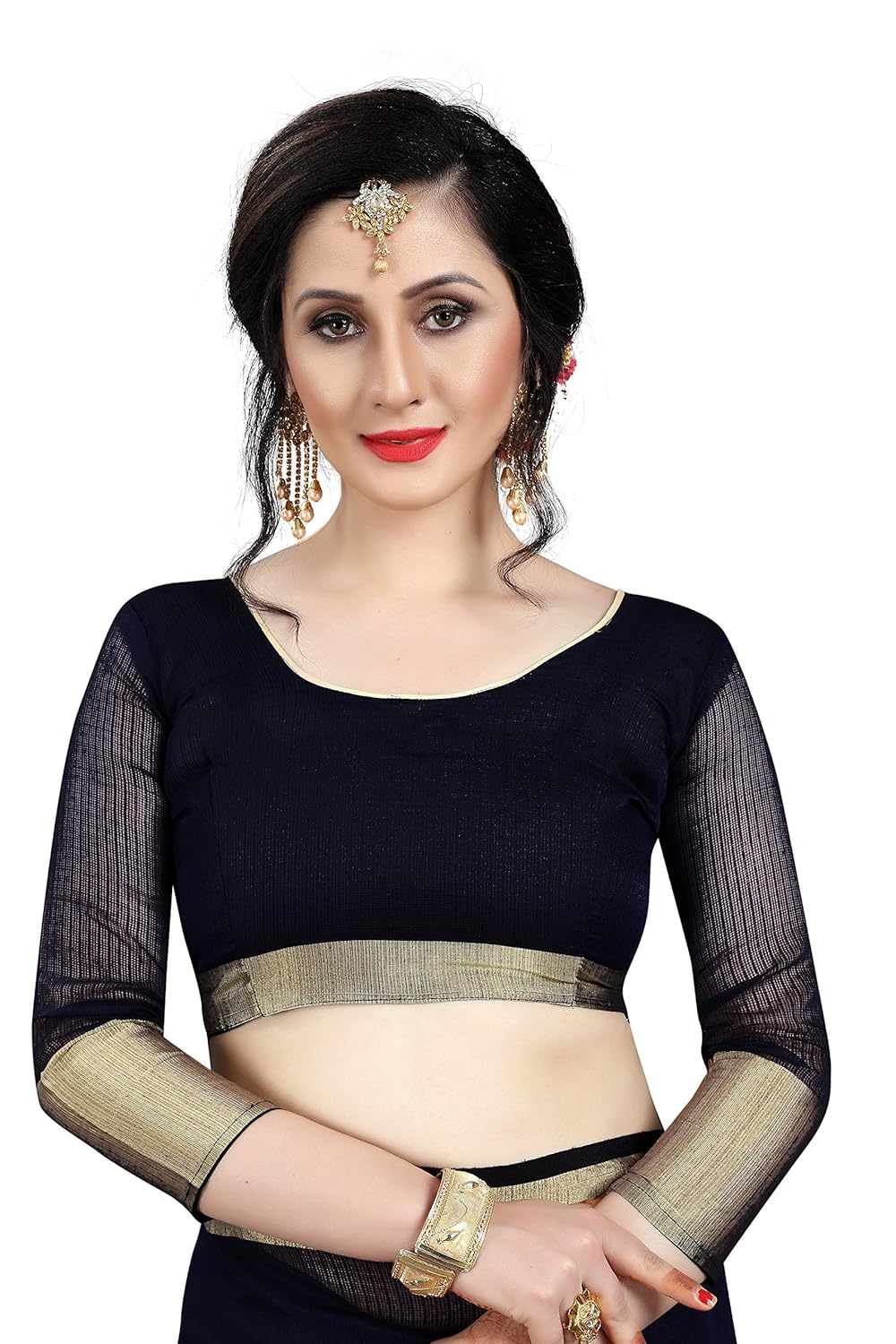 perfectblue women's cotton silk saree with blouse piece (doriyacotton)