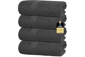 ZUPERIA Premium Bath Towels 100% Cotton - 27 x 54 Inches (Pack of 4, Grey) - Towels for Bathroom - Super Absorbent, Perfect Bathroom Towel for Daily Use