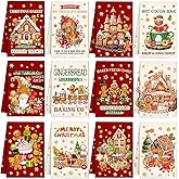 VitalCozy 12 Pcs Christmas Gingerbread Kitchen Towels Merry Christmas Bakery Gingerbread House Cookie Hand Dish Towels Hot Cocoa Candy Cane Dishcloths Decoration for Holiday Bath Xmas Gift Supplies