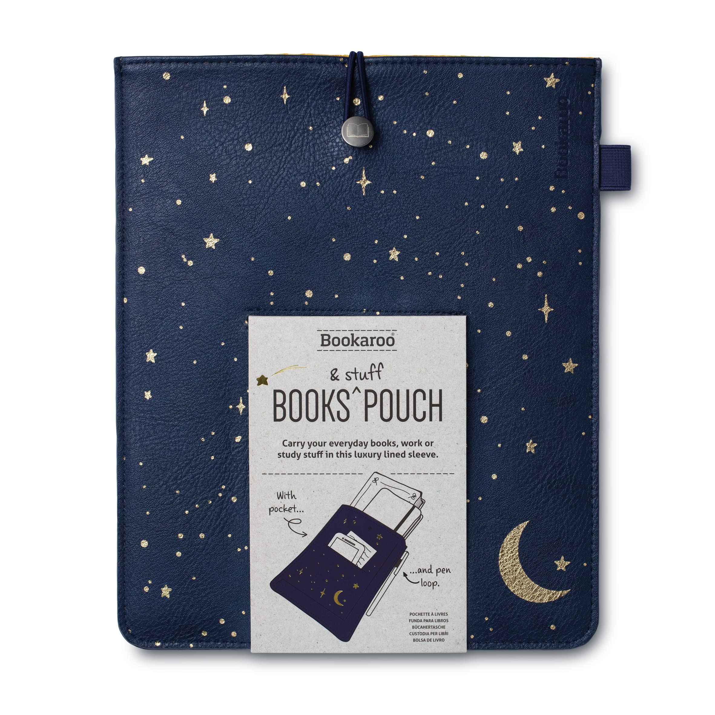 IF Bookaroo Books Stuff Pouch - Moon & Stars, Dark Blue/Gold — image 1