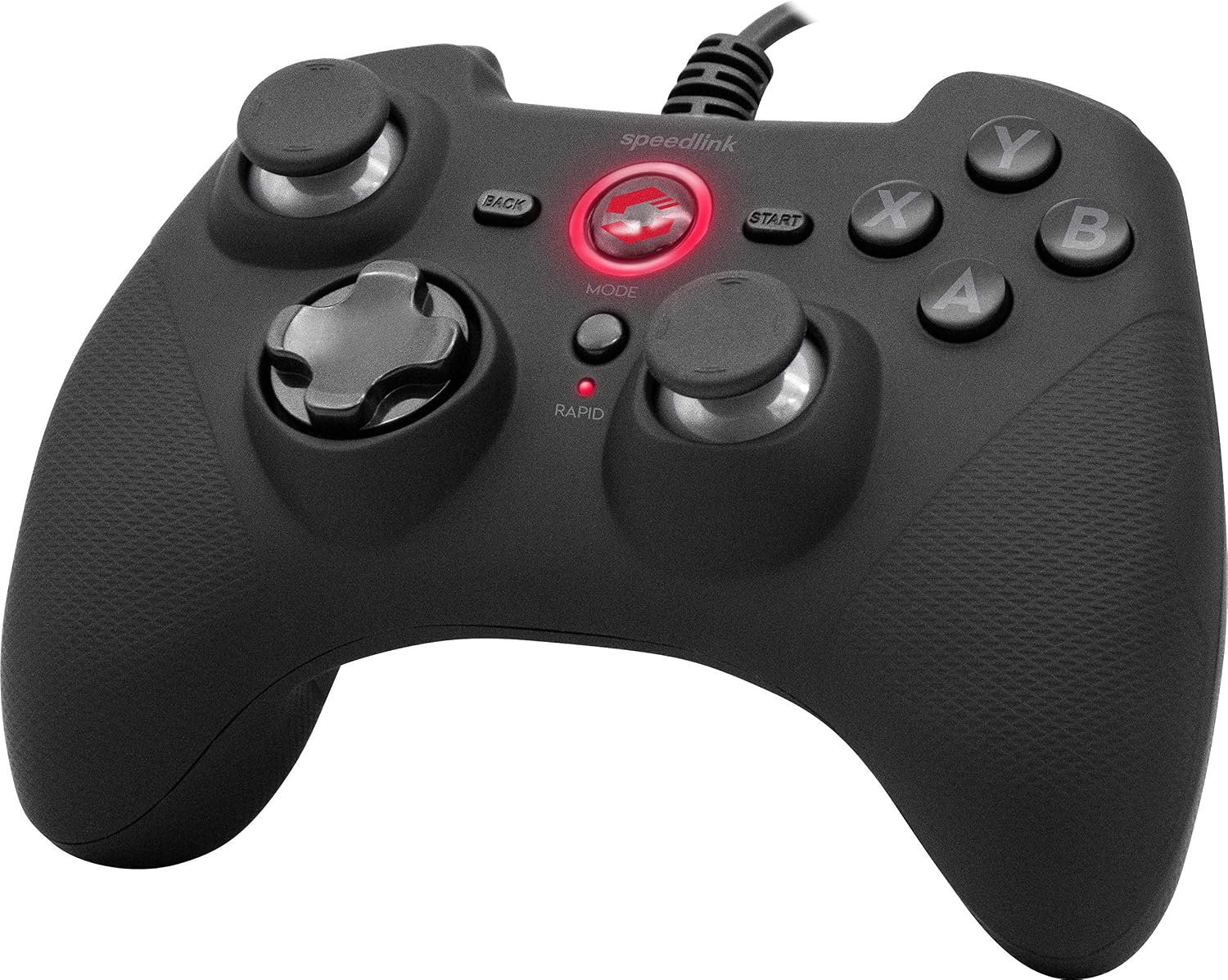 Speedlink RAIT Gamepad - wired gamepad with vibration function, for PC/PS3/Switch, black, 0