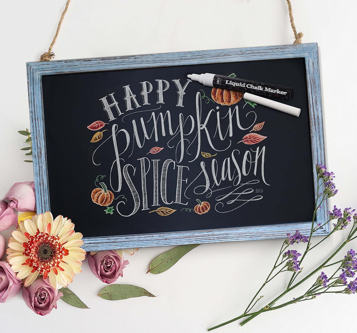 Amazon Com Hbcy Creations Rustic Blue Magnetic Wall Chalkboard