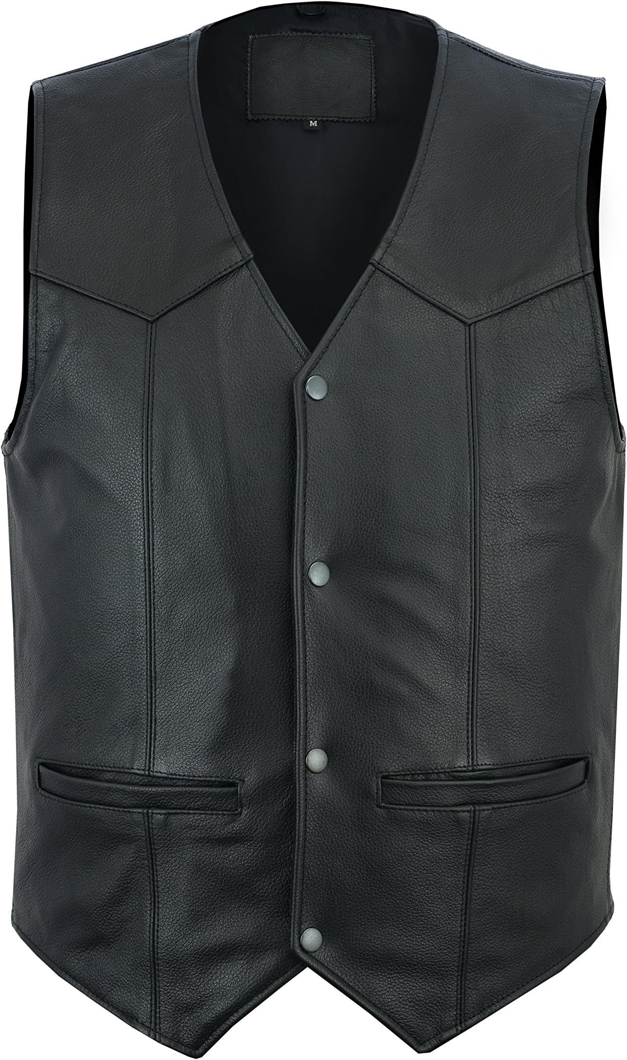 Ruja Men's Motorbike Club Style Classic Genuine Leather Vest