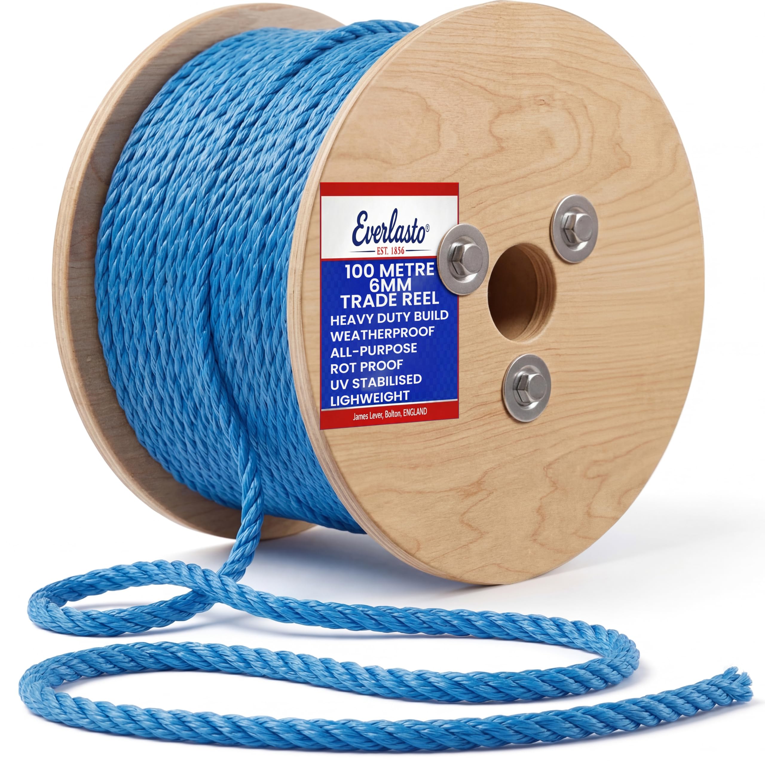 100M TRADE REELS EVERLASTO BLUE POLYPROPYLENE POLY ROPE 6MM 8MM 10MM 12MM 14MM 16MM 24MM (6MM)