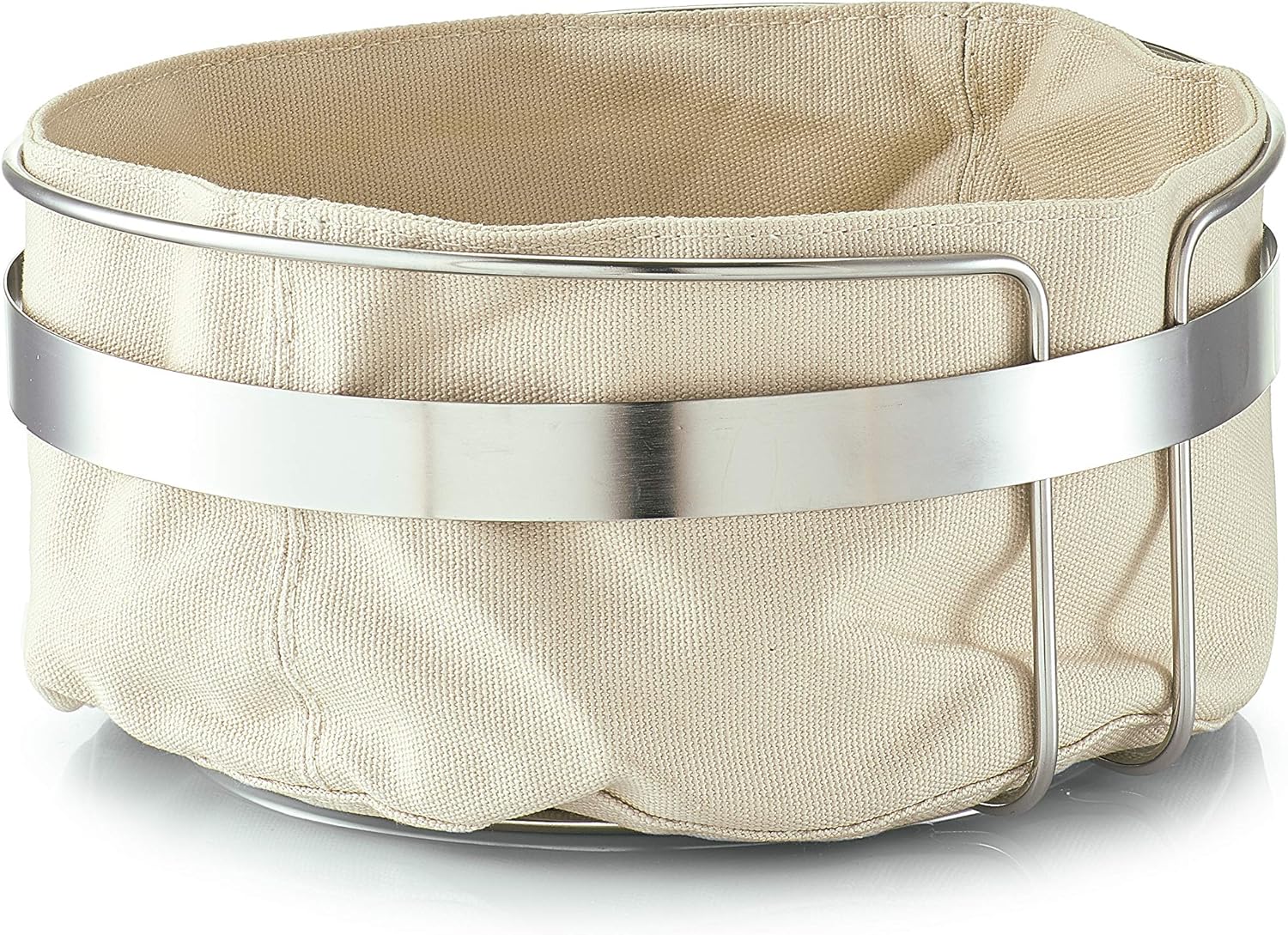 Zeller 27248 Brotkorb mit Beutel, Metall/Baumwolle, beige, 22 x 22 x 10,8 cm