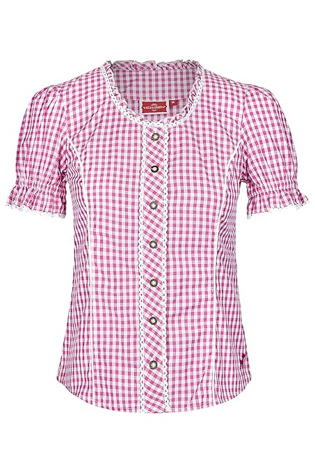 Damen Trachtenbluse Leni kariert Gr. 34-52 in 11 Versch. Farben