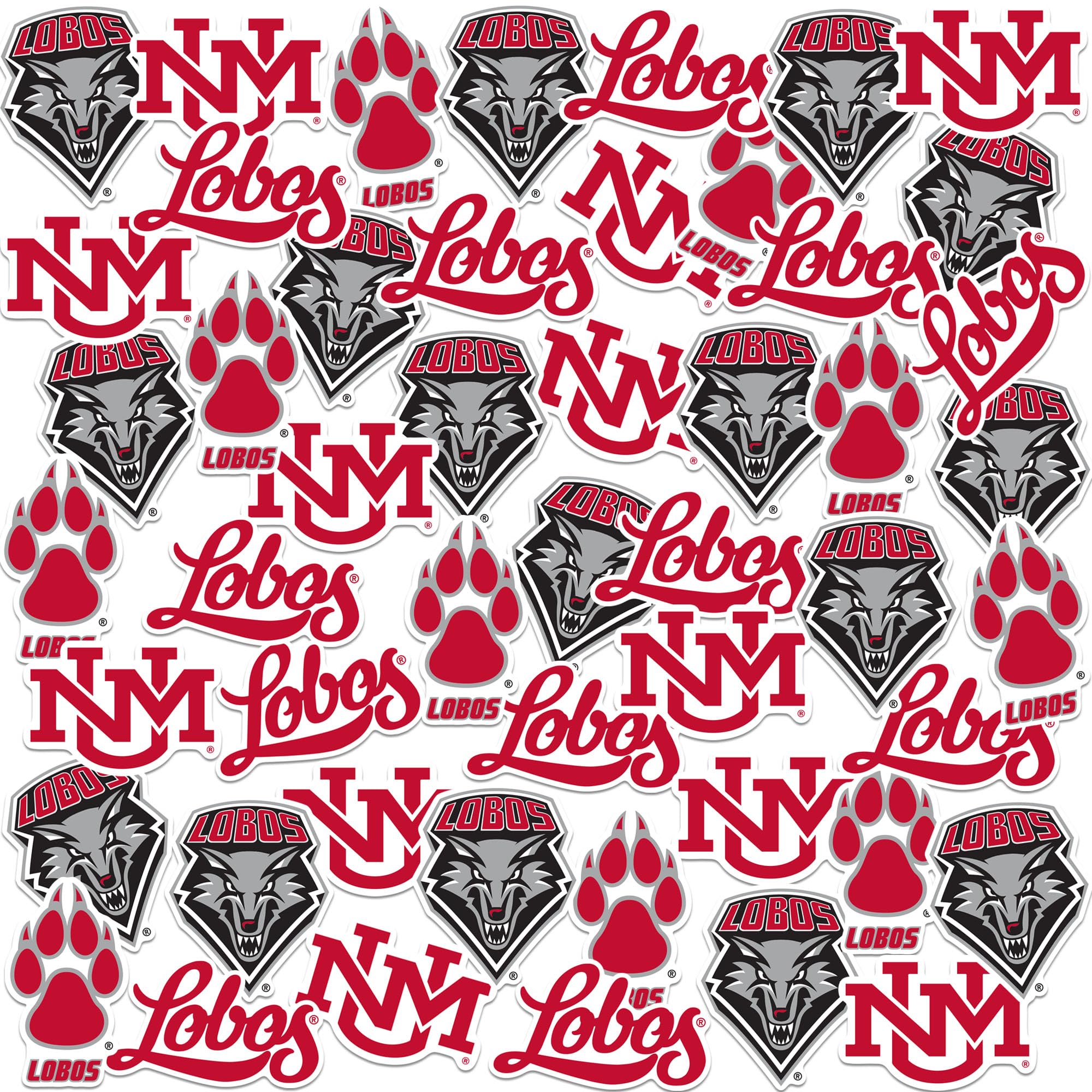 The University of New Mexico Spirit Logo Vinyl Large Deluxe Stickers Variety Pack - Laptop, Water Bottle, Scrapbooking, Tablet, Skateboard, Indoor/Outdoor