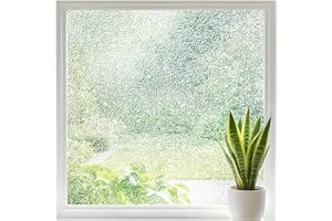 Borskyn Frosted Glass Window Film, Privacy Window Cling UV Blocking, Non Adhesive Static Cling Coverings Film Decorative for Home Office Christmas, 17.5 x 78.7 Inches