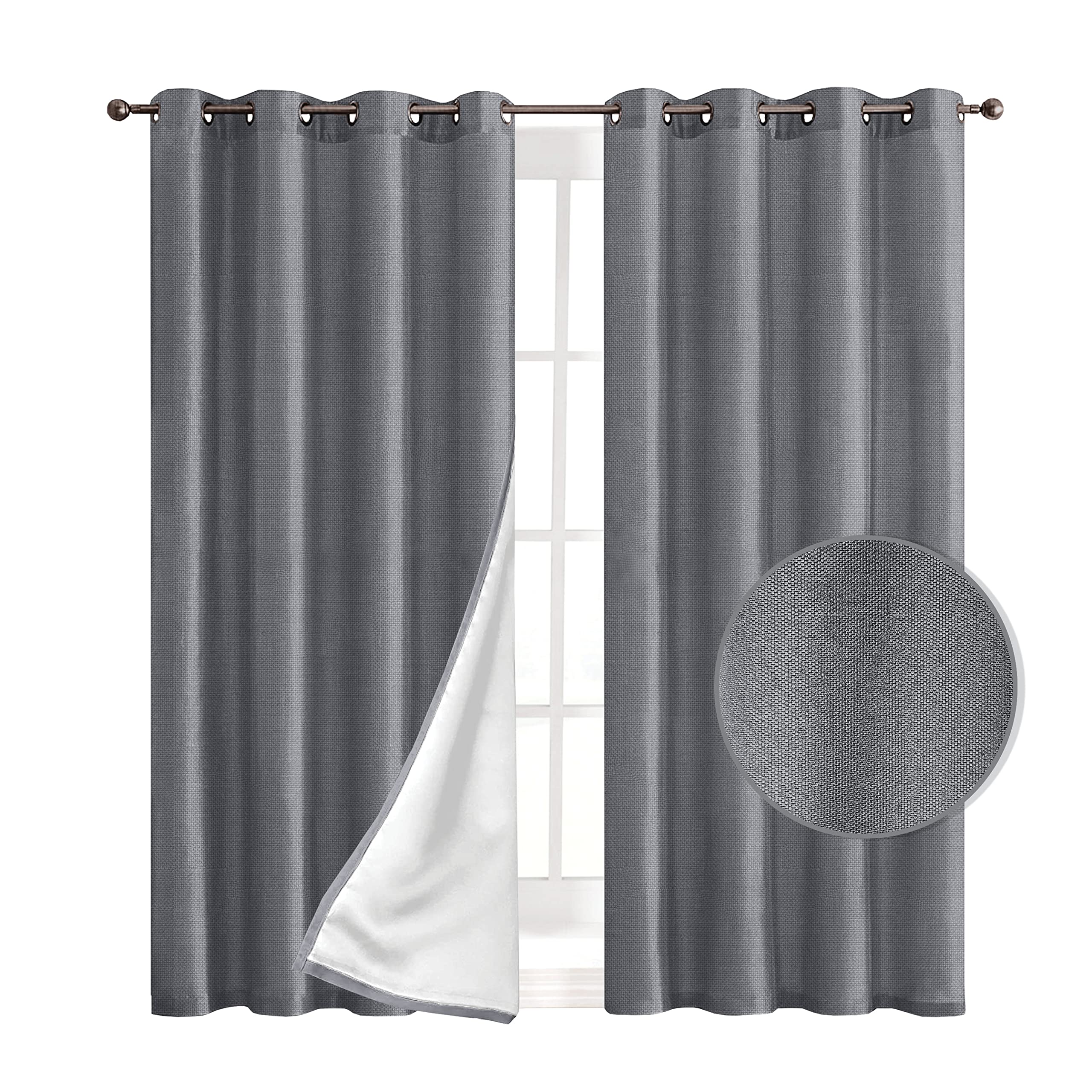 Elegant Comfort Blackout Grommet Top Curtains - 2 Panels Set - Window Treatment, Thermal Insulated, Room Darkening, Energy Saving Window Drapes for Living Room (Set of 2) - W54 X 84inch, Silver