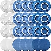 Tallew 40 Pcs 9 to 10 Inches Buffer Pads Bulk Car Polisher Bonnets Orbital Buffer Bonnets Microfiber Polishing Pad Car Wax Cover for Cleaning and Polishing(Royal Blue,Light Blue,White)