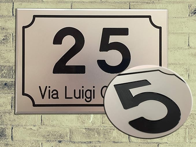 NUMERO CIVICO IN ALLUMINIO CON VIA