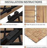 Yaheetech 27 Pcs Decking Tiles 30x30cm Interlocking Outdoor Flooring Natural view 4