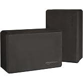 Amazon Basics Non-Slip Yoga Blocks, Set of 2, Deepen Poses, 4" x 9" x 6", Black