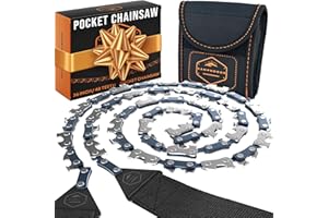 CAMPNDOOR Pocket Chainsaw 36 Inch Black - 65Mn Heavy Duty Steel Pocket Saw - 48 Teeth Hand Chainsaw - Survival Saw - Cable Saw - Camping Saw - Survival Gear - Backpacking Gear