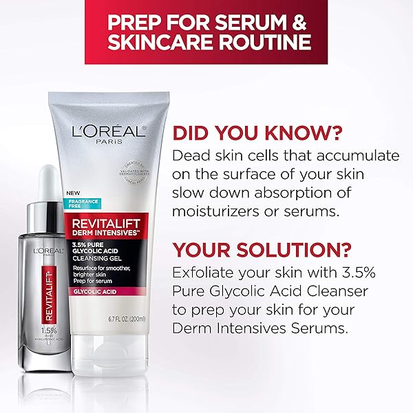 L’OREAL PARIS REVITALIFT 3.5% PURE GLYCOLIC ACID BRIGHTENING CLEANSING GEL WTH SALICYLIC ACID 6.7 FL OZ
