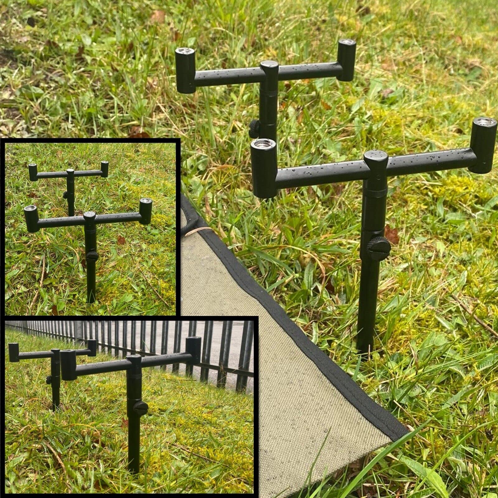 2 ROD BUZZ BAR SET BLACK WITH BAG 2 20-30CM BANK STICKS 2 13CM BARS CARP FISHING