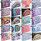 Dunzy 20 Pcs Makeup Bags Bulk Graduation Gift Cosmetic Bag Makeup with Zipper Pouch Waterproof Portable Travel Toiletry for Women Teacher Birthday Thanksgiving Christmas Gifts(Mandala)
