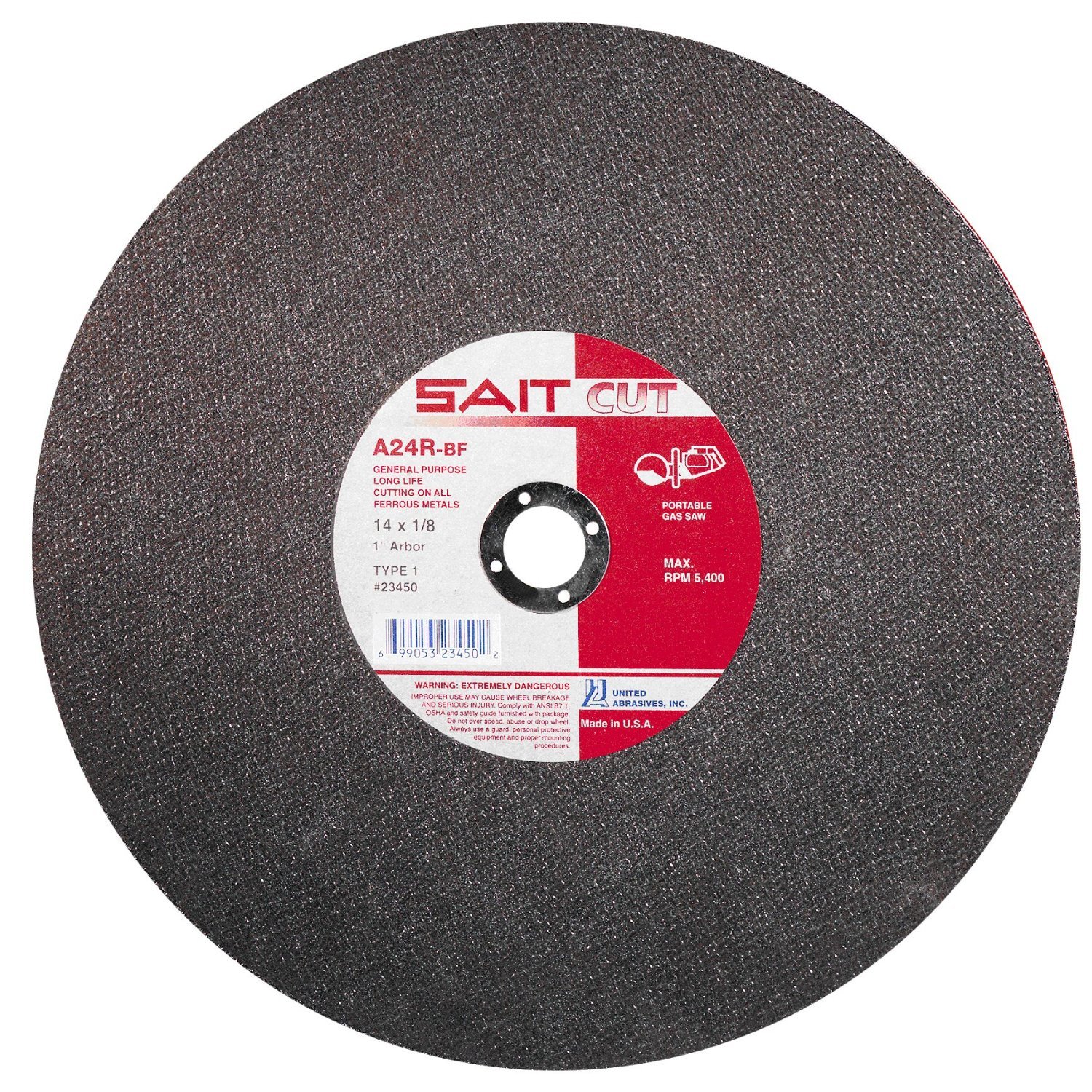 United Abrasives- SAIT TF 14 X 1/8 X 1 A24R Rueda de corte de sierra estacionaria (Cantidad: 10), Multi, 24040