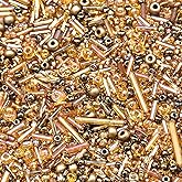 2000PCS Mixed Glass Bugle Beads Glass Gold Seed Micro Tube Bead 1.5-4.5mm Small Gold Embroidery Beads for Jewelry Making