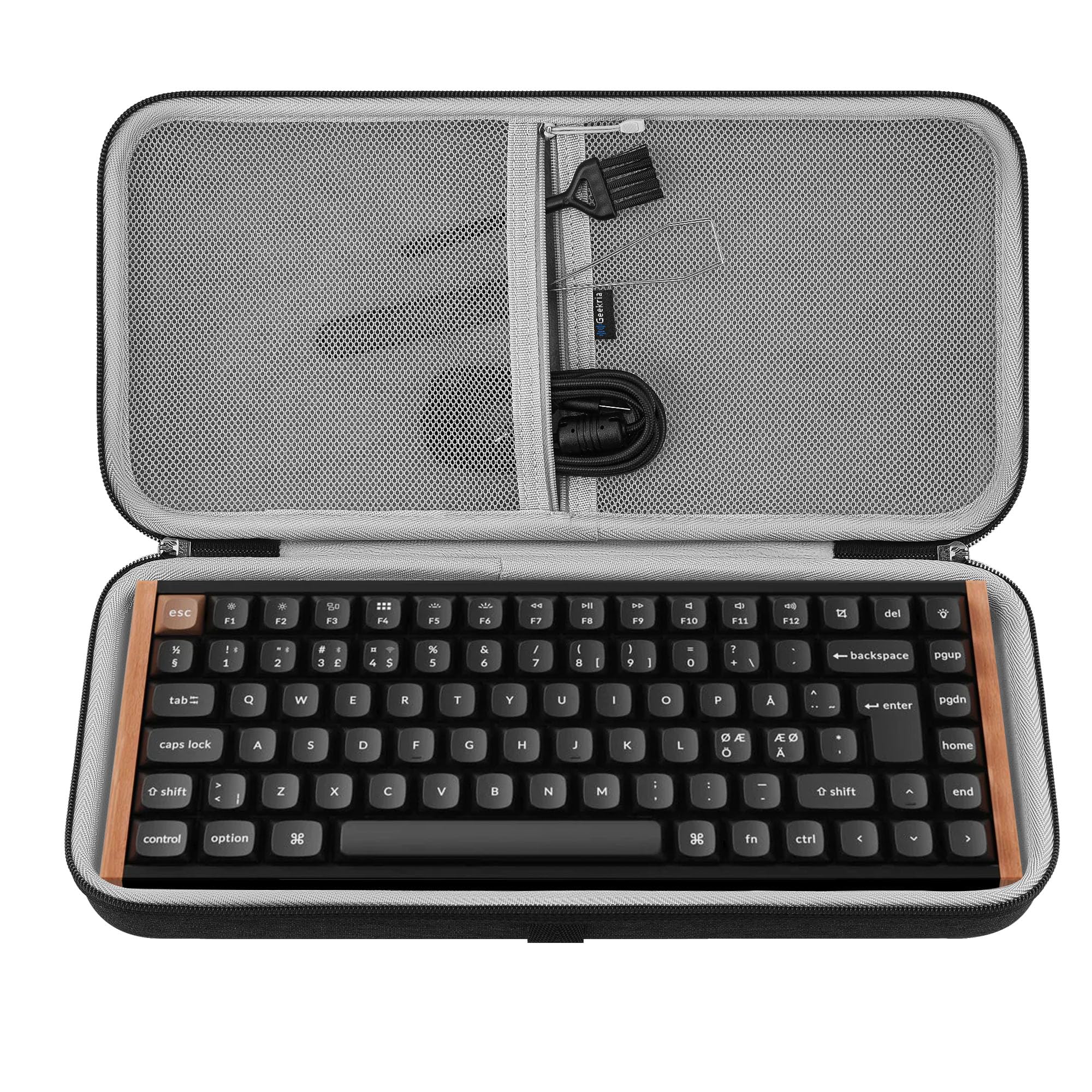 GEEKRIA 75% 84-Key Keyboard Case, Hard Shell Travel Carrying Bag, Compatible with Keychron K2 HE, EPOMAKER x Aula F75, ASUS ROG Azoth Extreme 75/Falchion Ace 75 HE, Womier S K80 (Dark Gray)