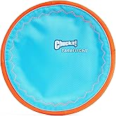 Chuckit! Paraflight Flying Disc Dog Toy - Water Floating Flyer - Durable Nylon Construction with Soft Rubber Edges - For Medi