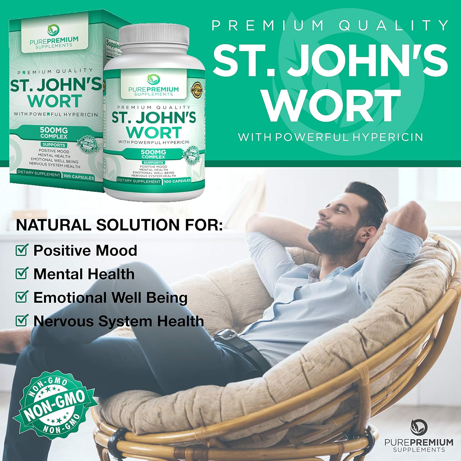 Premium St Johns Wort Capsules (Non-GMO & Gluten-Free): Health & Personal Care