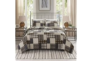 Madison Park Reversible Quilt Cabin Lifestyle Plaid Design - All Season, Breathable Coverlet Bedspread Bedding Set, Matching 