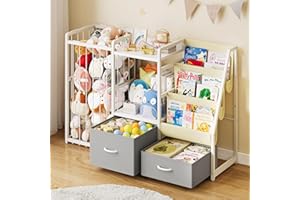 Twinkoo Kids Bookshelf and Toy Storage, Large 3 Tier Book Shelf for Kids Rooms, Sling Baby Bookcase with Stuffed Animal Storage, Toddler Montessori Bookshelf for Nursery, Playroom, Kindergarten