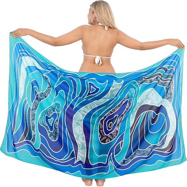 LA LEELA Women’s Sarong Cover Up – Dolphin Print Beach Pareo, 78x43 Inches, Rayon