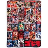 Surreal Entertainment Godzilla Movie Poster Oversized Plush Throw Blanket | Cozy Sherpa Cover For Sofa, Bed Super Soft Fleece Official Kaiju Monster Gojira Collectible 76 x 54 Inches, Red, One Size
