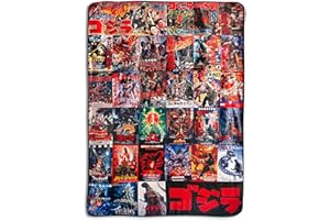 Surreal Entertainment Godzilla Movie Poster Oversized Plush Throw Blanket | Cozy Sherpa Cover For Sofa, Bed Super Soft Fleece Official Kaiju Monster Gojira Collectible 76 x 54 Inches, Red, One Size