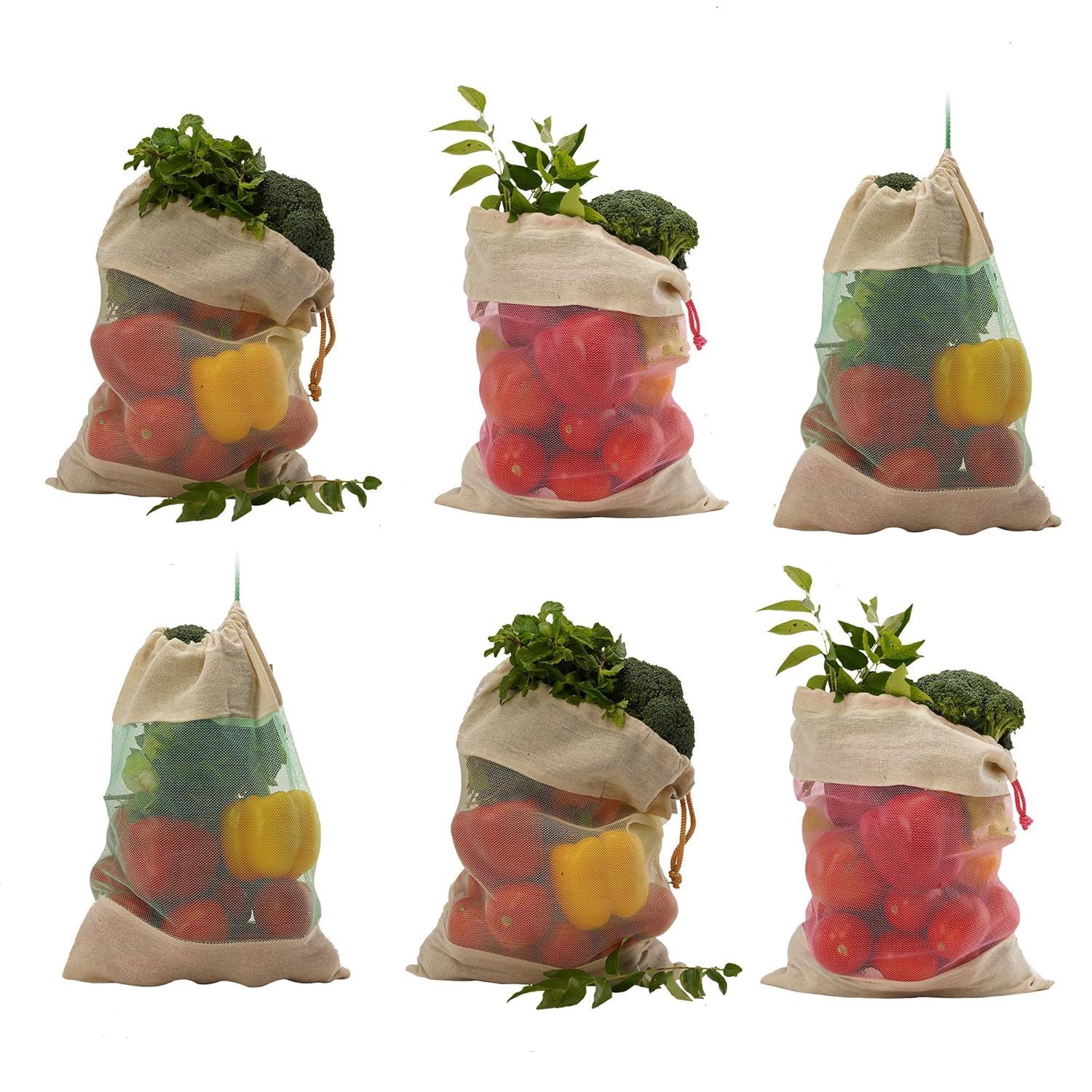 Earthy Fab Drawstring Bags for Fridge Storage, Vegetable Bag for Fridge