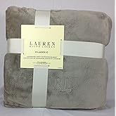 Lauren Ralph Lauren Classic Taupe Gray 90 X 90 Inches Full / Queen Micromink Blanket