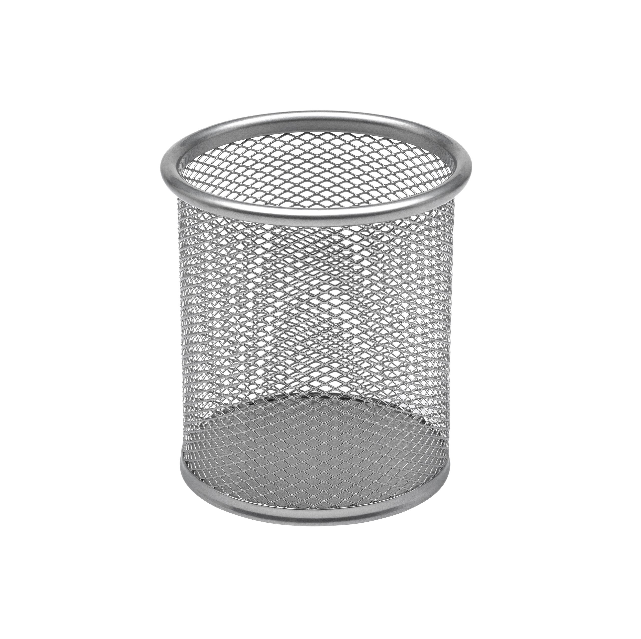 Osco Wiremesh Pen Pot Pencil Holder Desk Organiser, Metal Mesh Pen Cup for Office Home School, Compact Desktop Storage for Pens Pencils Rulers Brushes, Silver