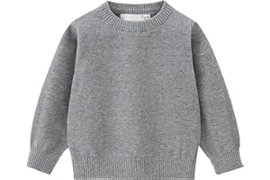 AIWUHE Toddler Sweater Boys Girls Cotton Light Sweaters Knit Pullover Sweatshirt Long Sleeve Crew Neck Solid Casual Tops 1-6Y