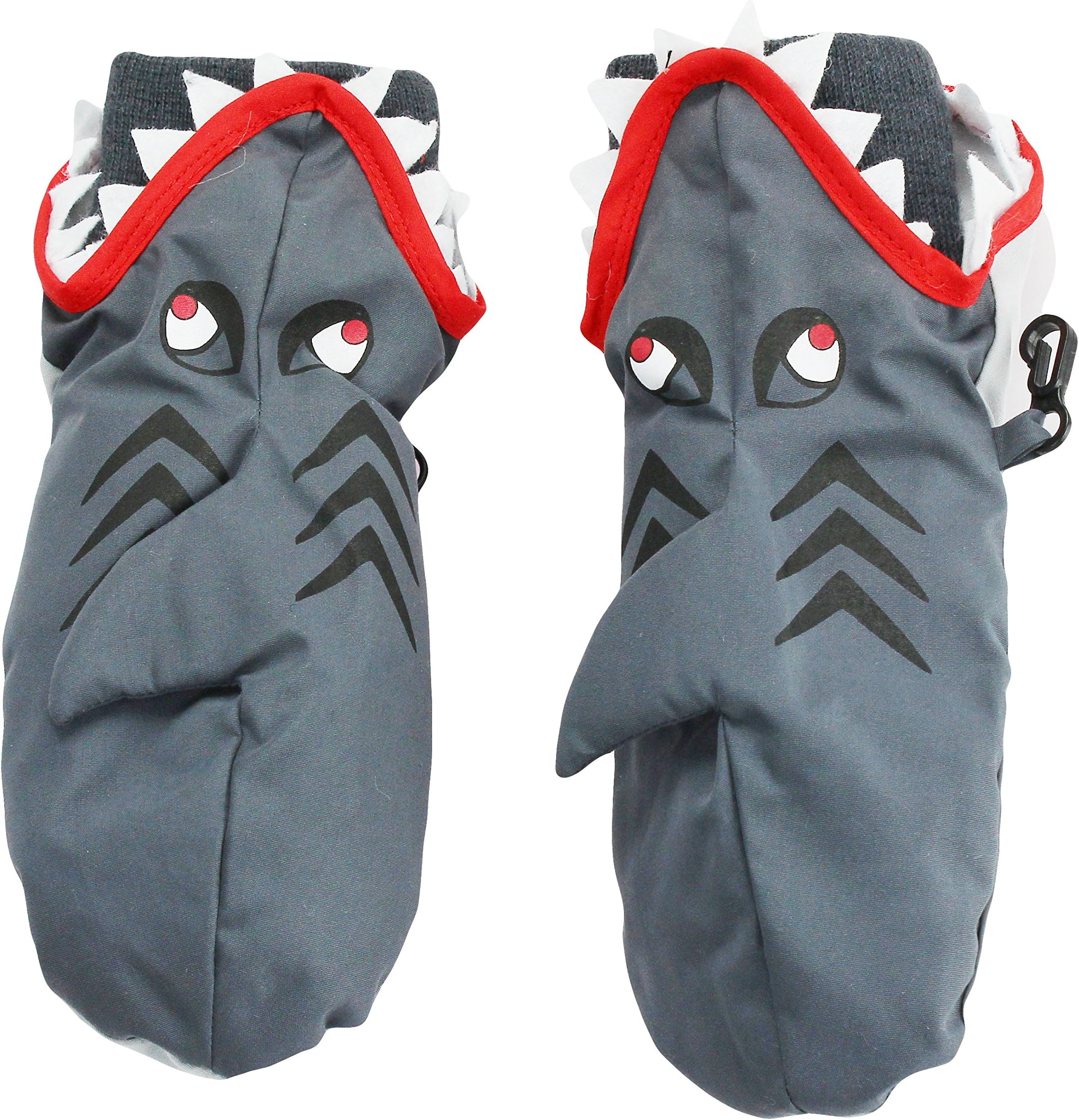 Nolan Boys Shark Ski Mittens Warm Fleece Lined for Winter Snow Toddler 2-4T Grey